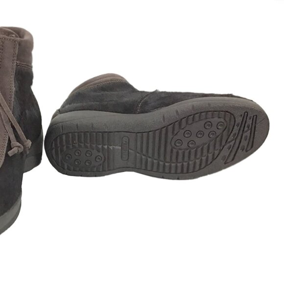 Tecnica Brown Pony Hair Fur Front Zip Closure Shearling Lined Ankle Boots NWOT - Picture 10 of 14